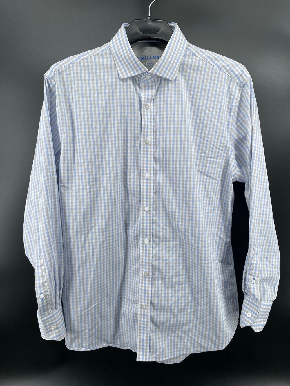 Twillory Performance Dress Shirt Men’s XL 17.5 34/35 Charcoal Blue Pinstripe
